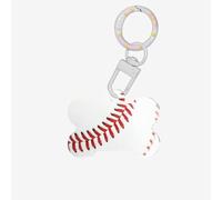 Tag per cani in acrilico con stampa ravvicinata in pizzo da baseball con doppio lato a forma di osso con portachiavi per decorazioni artigianali per animali domestici