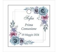Tag Personalizzato per Prima Comunione, 40 Pezzi o più, formato 3,5 cm x 5 cm a 4 cm x 6 cm, con disegno floreale ad acquerello