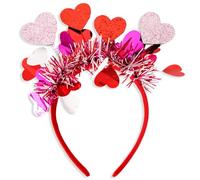 Tagberoy Cerchietto per capelli da donna con cuore rosso, per San Valentino, con cuori glitterati rossi, accessori per capelli