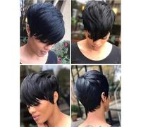 Tagli di capelli corti sintetici per donne Parrucche con taglio naturale per donne nere/bianche Parrucca corta con frangia-911