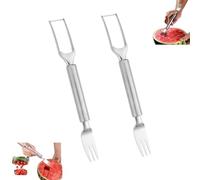 Taglia-anguria e forchetta 2-in-1 in acciaio inox，set da 2 | Portable dual-ended watermelon slicer-fork; ideal for camping, parties, picnics, and fruit platters.