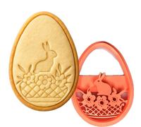 Taglia Biscotti Pasquale a Forma di Uovo con Coniglietti e Fiori - Stampo 3D in PLA 9,8x6,9 cm - Handmade Instile3D