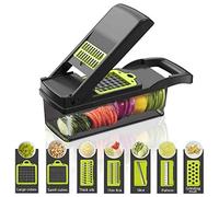 Taglia cipolle e verdure, 9 lame, tagliaverdure grande da cucina, taglia verdure manuale, taglia macedonia inox, mandolina, grattugia patate con contenitore