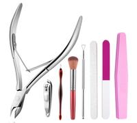 Taglia Cuticole Professionale, 8 pcs Lime e Buffer per Unghie, Tronchese Unghie Acciaio Inox per Unghie Incarnite Spesse Dure, Kit di Strumenti per Manicure con Spingi Cuticole