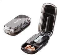 Taglia Pastiglie, Taglia Pillole Tagliapillole Compresse di Precisione in 2, Spezza Pastiglie Grandi e Piccole con Lama Acciaio Inox, Adatto alla vita quotidiana e ai viaggi (Nero)