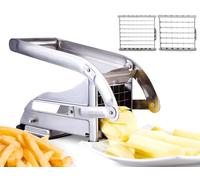 Taglia Patate ICO, Affetta Patate a 2 Lame, Tagliapatate per Patate Fritte con Tecnologia di Blocco a Suzione Antiscivolo, Taglia patate a Bastoncino in Acciaio Inossidabile