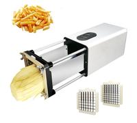 Taglia Patate Automatico, Taglia Patate Elettrico con Lame da 1/2 e 3/8 Pollice, Controllo a Pulsante, Acciaio Inossidabile e Facile Pulizia, Affettatrice per Patate Elettrica for Cucina Comme silver