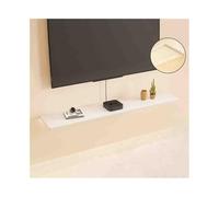 Taglia Unica Mensole TV sospese, mensola TV da parete da 63,0/70,8" con luce LED, mensole portaoggetti moderne in legno massello, mensole da parete sotto le TV con contenitori(Bianco,160cm)