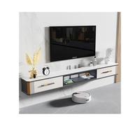 Taglia Unica Mobile TV sospeso sotto la TV con ampio spazio di archiviazione, moderna consolle multimediale sospesa di lusso con porta a ribalta in vetro e piano in pietra, 4 colori con contenitori(Bi