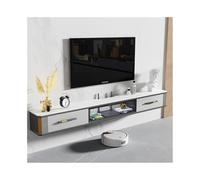 Taglia Unica Mobile TV sospeso sotto la TV con ampio spazio di archiviazione, moderna consolle multimediale sospesa di lusso con porta a ribalta in vetro e piano in pietra, 4 colori con contenitori(Li