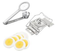 Taglia Uovo Sodo, Taglia Uova Professionale, Fili di Taglio in Acciaio Inox, Strumento Robusto in Alluminio, Adatto per Uova Rotonde e Ovali, Ingredienti per l'insalata, 1x Taglia Uovo a Sei Spicchi