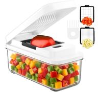 Taglia Verdure, Affetta Mandolina Verdure per Taglio Rapidamente e Uniformemente Dei Cubetti, Tagliaverdure con 2 Lame Intercambiabili per Carota, Patata e Cetriolo