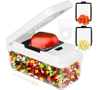 Taglia Verdure, Affetta Mandolina Verdure per Taglio Rapidamente e Uniformemente Dei Cubetti, Tagliaverdure con 2 Lame Intercambiabili per Carota, Patata e Cetriolo