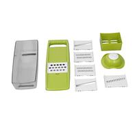 Taglia-verdure con contenitore, tritatore e sminuzzatore per cipolle e patate a 5 lame, set di utensili per grattugiare e affettare verdure e frutta con vaschetta porta-alimenti (Verde)