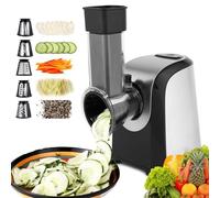 Taglia Verdure Elettrico 150W, 5-in-1 Professionale Grattugia Tritatutto Affettaverdure Multifunzione con 5 Lame per Verdure/Parmigiano/Frutta