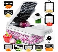 Taglia Verdure Mandolina per Verdure Affetta Verdure - Multifunzione Tritatutto Affettatrice Manuale - Tagliaverdure Frutta Cipolla Patate Cubetti Julienne Grattugia (Standard 9-in-1 Bianco)