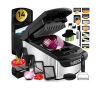 Taglia Verdure Mandolina per Verdure Affetta Verdure - Multifunzione Tritatutto Affettatrice Manuale - Tagliaverdure Frutta Cipolla Patate Cubetti Julienne Grattugia (PRO 14-in-1 Nero Inox)