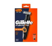 Gillette Fusion One Rasoio Elettrico Uomo per Barba e Corpo, 3 Pettini Barba (1, 2, 5 Mm) e 1 Pettine Corpo, Testina Oscillante, Impermeabile, Senza Fili, Autonomia di 45 Min, Tecnologia Braun