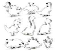 Tagliabiscotti Dinosauri, 9 Pezzi Forme Biscotti Dinosauri, Stampi Biscotti Dinosauri Acciaio Inox per Bambini Compleanno Festa Decorazioni Tema Party