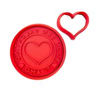 Tagliabiscotti.it - Buon San Valentino con cuore - Cookies cutter - Tagliabiscotti - Formina - Cutter per realizzare biscotti o decorazioni torte in pasta di zucchero - Misura Diametro 8cm.