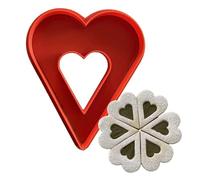 Tagliabiscotti.it - Cookie Cutter per realizzare torta componibile cookie cake con biscotti a forma di cuore - Diametro crostata realizzabile: 20cm. Dimensione tagliabiscotti : 10cm x 9cm x 1,2cm