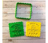 Tagliabiscotti.it - Set Tagliabiscotti “Ti voglio bene PAPÀ” - con bimbo o bimba - Festa del Papà - Cookies Cutter - Stampo/Formina per biscotti - Dimensione 8cm x 8cm x 1,2cm. (Con Bambina)