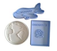 Tagliabiscotti.it - Set Viaggio Mod.2 - Set 3pz. Aereo + Mondo + Passaporto - Cookies Cutter - Formina per decorazioni biscotti in pasta di zucchero - Stampi