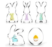 Tagliabiscotti Pasquali, 5 Pezzi Tagliabiscotti A Forma di Uovo di Coniglio di Pasqua, Grande Set di Tagliabiscotti Pasquali in Acciaio Inox, Regalo di Pasqua per Bambini Cottura Biscotti Fondenti A7