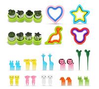 Tagliabiscotti per Bambini 34 Pezzi, Formine per Pane Verdure Frutta Biscotti, Sagome Sandwich Forchettine Cactus Cucina Creativa Lunchbox DIY