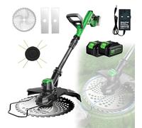 Tagliabordi a Batteria da 21 V, Tagliabordi Elettrico con 2 Batterie da 2,0 Ah e Caricabatterie - Estensione Telescopica, Testina Rotante per Bordi del Prato Precisi 2batteries