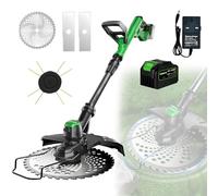 Tagliabordi a Batteria da 21 V, Tagliabordi Elettrico con 2 Batterie da 2,0 Ah e Caricabatterie - Estensione Telescopica, Testina Rotante per Bordi del Prato Precisi 1batterie