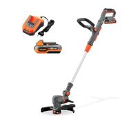 Tagliabordi a batteria FUXTEC 20V FX-E1RT20PROSET • Decespugliatore a batteria con caricabatterie • Larghezza di taglio 28 cm • Con manico telescopico e 2 velocità • Tagliabordi con filo e lama