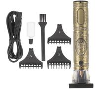 Tagliacapelli Buddha Head Elettrico Retro 3w Metallo Oro 1200mah | Ricarica USB 2 Ore e Durata 120 Minuti, Quattro Pettini Inclusi, Controllo Lunghezza e Taglio Fluido