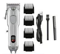 Tagliacapelli da uomo professionale tagliacapelli da parrucchiere Set da barba Trimmer senza fili per tagliare i capelli Kit di toelettatura Display a LED ricaricabile USB (argento)