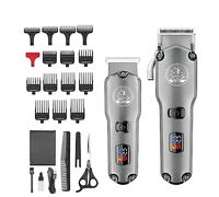 Tagliacapelli da uomo, set di 2 tagliacapelli professionali, con display a LED, kit da barbiere impermeabile IPX6 per uomo