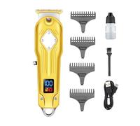 Tagliacapelli da uomo, tagliacapelli professionale con guscio in metallo zero macchina da taglio elettrica display a LED 0 mm tagliacapelli per uomo (colore: oro)