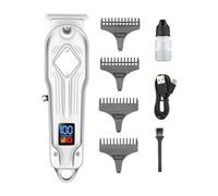 Tagliacapelli da uomo, tagliacapelli professionale con guscio in metallo zero macchina da taglio elettrica display a LED 0 mm tagliacapelli per uomo (colore: argento)