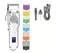 Tagliacapelli da uomo, tagliacapelli professionale tagliacapelli con guscio in metallo macchina da taglio per capelli display a LED Trimmer elettrico senza fili per uomo (colore: argento con scatola)