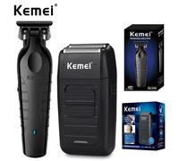 Tagliacapelli Elettrico Professionale Kemei, Ricaricabile USB, Trimmer per Barbiere, Rasoio Elettrico da Uomo, Kit KM-2299 KM-1102