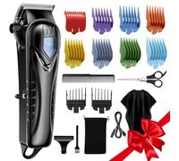 Tagliacapelli per uomini e donne, kit di taglio dei capelli senza fili per 5 ore con 10 pettini, display a LED, kit professionale per tagliare i capelli da barbiere con forbici, mantella da barbiere