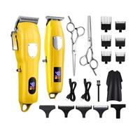 Tagliacapelli professionale, 2 pezzi, set di tagliacapelli professionale per uomini e barbieri, kit di tagliacapelli senza fili, display a LED, potente taglio di capelli elettrico (colore: oro)