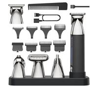 Tagliacapelli professionale 5 in 1 da uomo, senza fili, per barba, naso, orecchie, corpo, con display a batteria, 7 pettini limite, ricarica rapida USB, impermeabile