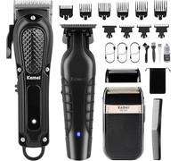 Tagliacapelli professionale KEMEI per uomo, tagliacapelli da barbiere senza fili, regolabarba, rasoio elettrico a lamina con rete di ricambio, KM-2299, KM-1071, KM-2024