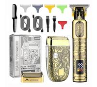 Tagliacapelli professionale per uomo, set di tagliacapelli da barbiere, tagliacapelli a T, kit per la cura dei capelli (oro)