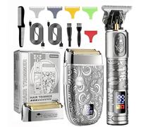 Tagliacapelli professionale per uomo, set di tagliacapelli da barbiere, tagliacapelli a T, kit per la cura dei capelli (grigio)