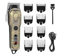 Tagliacapelli ricaricabile USB per uomo, tagliacapelli vintage senza fili e rasoio Zero Gap, lama in acciaio inox, kit professionale per taglio dei capelli con display a LED e 8 pettini guida