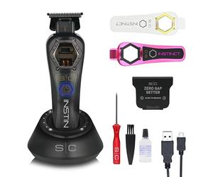 Tagliacapelli Uomo Professionale Stylecraft Instinct Trimmer Metal Edition by Gamma Più, Regolabarba Uomo con Intuitive Torque Control, 180 Min di Autonomia Senza Fili, Lama Regolabile 0 Gap, 3 Cover