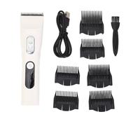 Tagliacapelli uomo, tagliacapelli barbiere a batteria per il taglio dei capelli, kit tagliacapelli elettrico professionale con 6 pettini per parrucchieri e casa, bianco