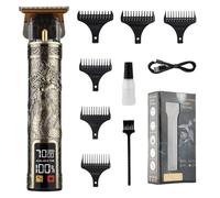 Tagliacapelli Uomo Vintage Con Pettini Guide, Ricaricabile USB, Lama Acciaio Antigrippaggio, Display LCD, Per/Home Haircut (15cm, 1200mAh)