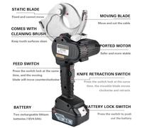 Tagliacavi a cricchetto senza fili, tagliacavi in rame portatili da 50/65/75/85mm, tagliacavi elettrico a cricchetto con batteria ricaricabile 2 per cavi in rame e alluminio e cavi corazzati,50mm